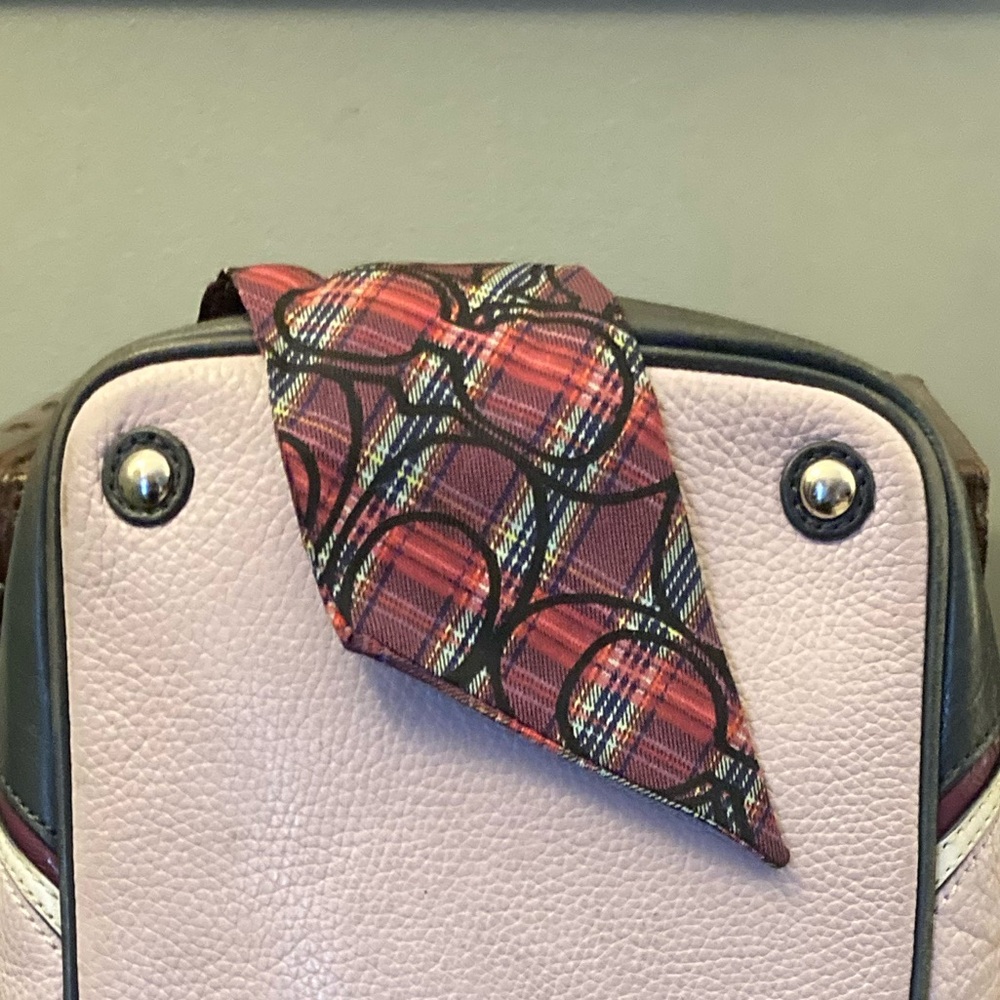 Coach Laura Spectator Bag - Lilac/Navy Kisslock Carryall (SCARF INCLUDED) - Picture 12 of 13